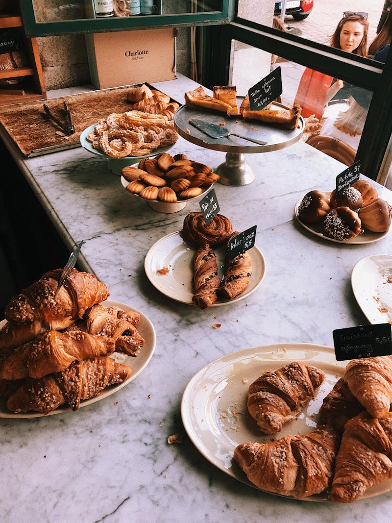 Fresh French croissants and pastries